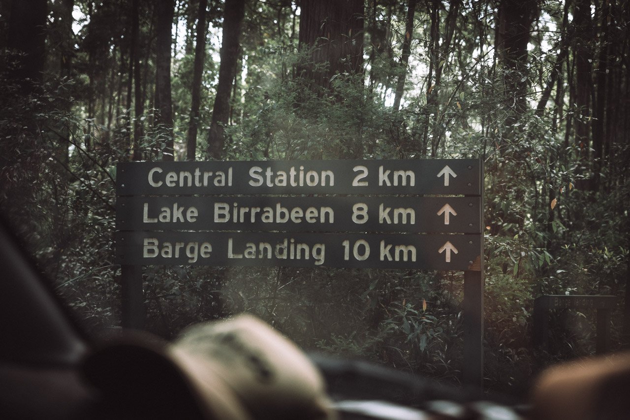 Fraser Island - Eurong to Lake Mc Kenzie12-WEB7 Central station on Fraser Island sign