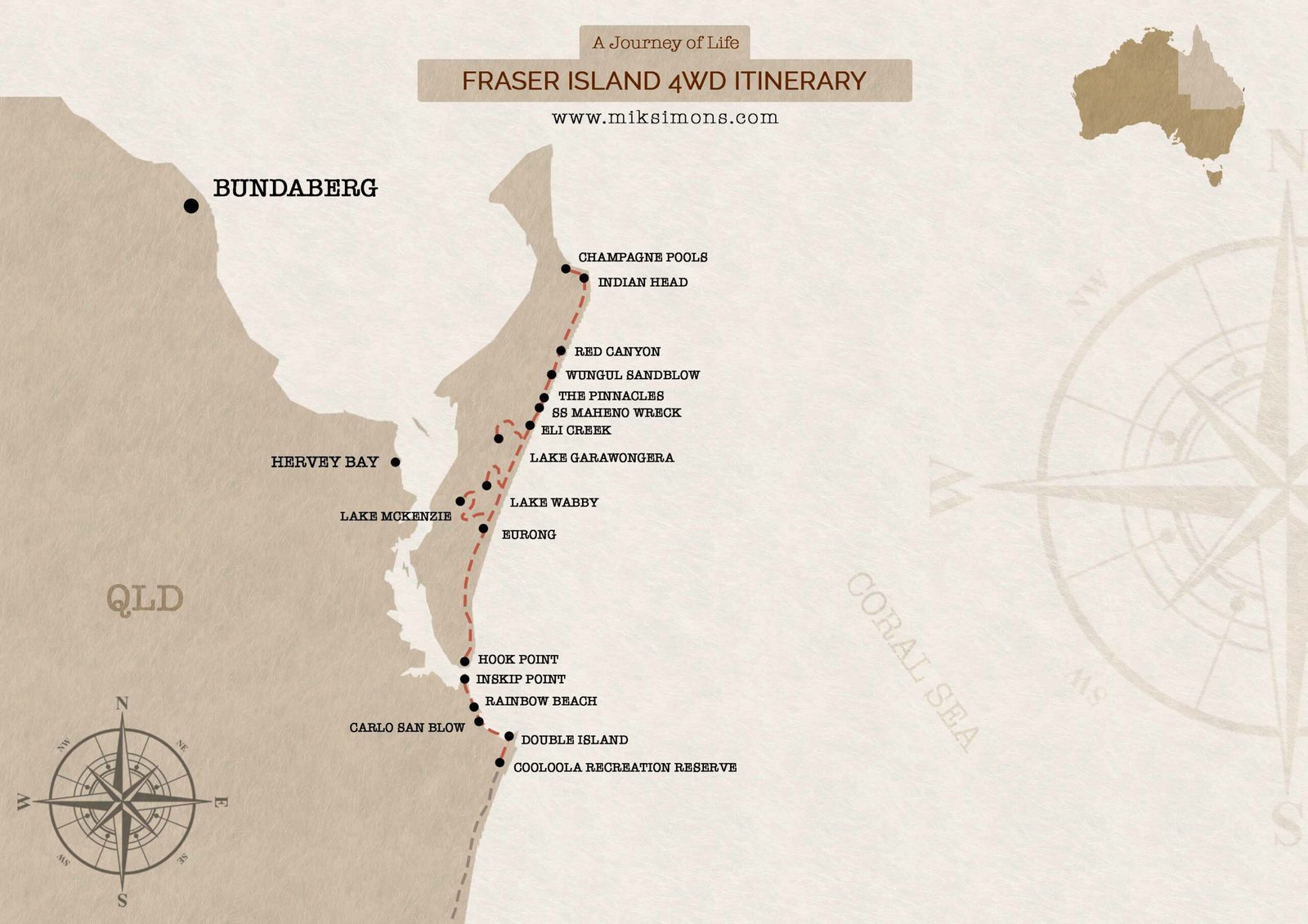 Fraser Island Itinerary 2021 - Adventure Map Fraser Island Map Itinerary 2021 - Adventure Map