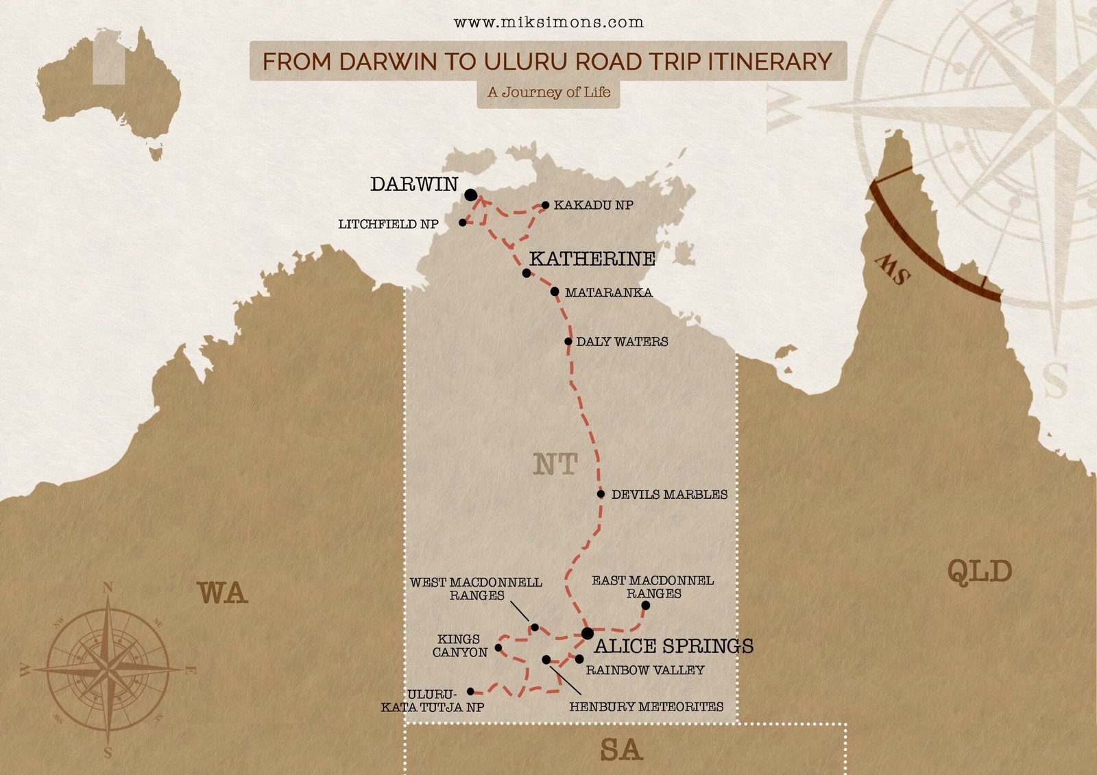 \Map of the Northern Territory - from Darwin to Uluru \Map of the Northern Territory - from Darwin to Uluru
